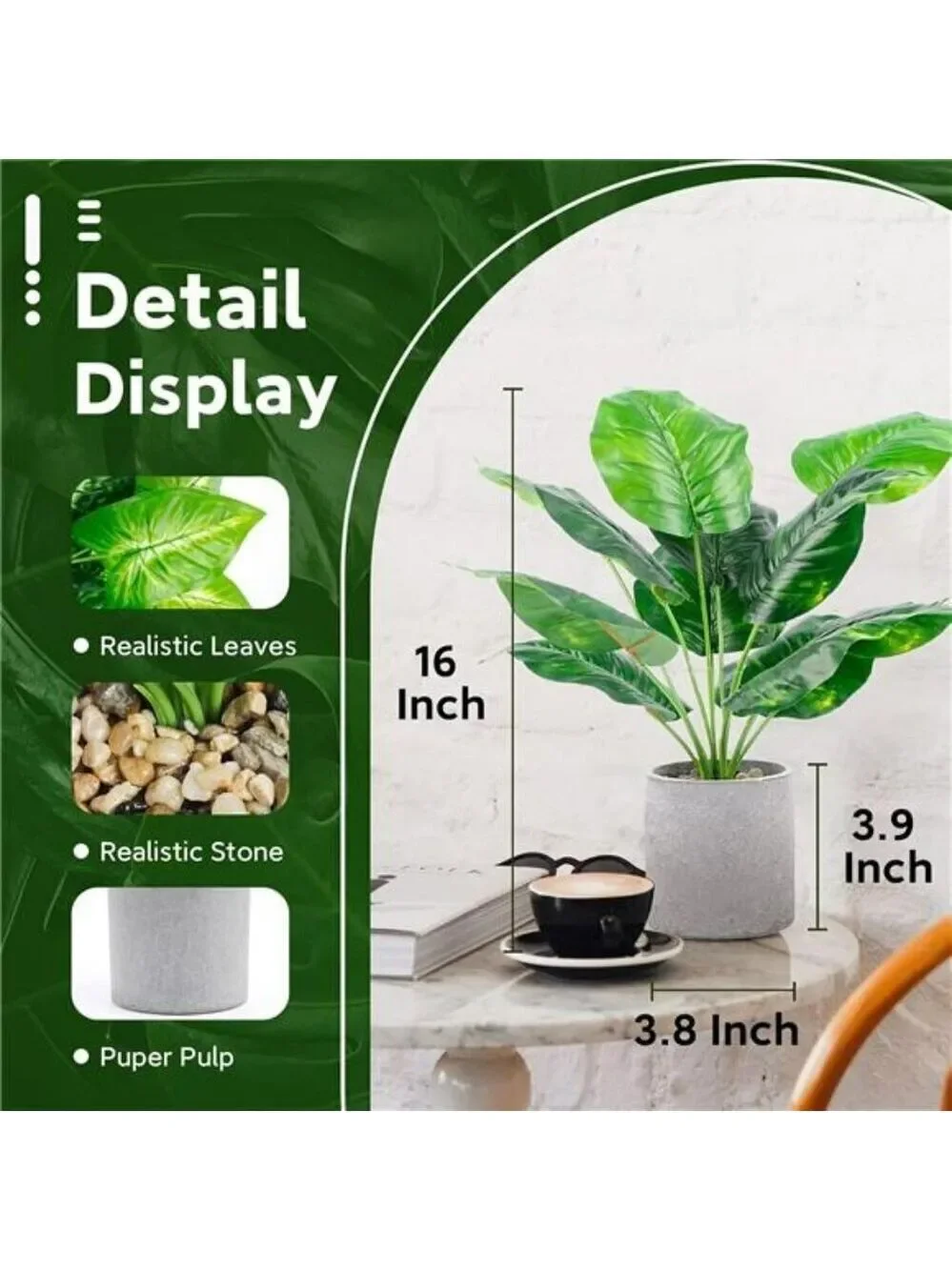 Fake Potted Plants 2 Pack Artificial Greenery Indoor Home Office Desk Decor